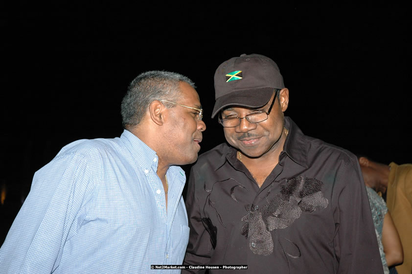 The Hon. Orette Bruce Goldwin, M.P., Prime Minister of Jamaica, Minister of Tourism, Hon. Edmund Bartlett, and Director of Tourism, Basil Smith at the Air Jamaica Jazz and Blues Festival 2008 The Art of Music - Thrusday, January 24, 2008 - Air Jamaica Jazz & Blues 2008 The Art of Music venue at the Aqaueduct on Rose Hall Resort & Counrty Club, Montego Bay, St. James, Jamaica W.I. - Thursday, January 24 - Saturday, January 26, 2008 - Photographs by Net2Market.com - Claudine Housen & Barry J. Hough Sr, Photographers - Negril Travel Guide, Negril Jamaica WI - http://www.negriltravelguide.com - info@negriltravelguide.com...!