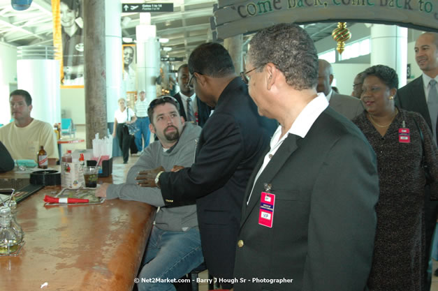 Minister of Tourism, Hon. Edmund Bartlett - Director of Tourism, Basil Smith, and Mayor of Montego Bay, Councillor Charles Sinclair Launch of Winter Tourism Season at Sangster International Airport, Saturday, December 15, 2007 - Sangster International Airport - MBJ Airports Limited, Montego Bay, Jamaica W.I. - Photographs by Net2Market.com - Barry J. Hough Sr, Photographer - Negril Travel Guide, Negril Jamaica WI - http://www.negriltravelguide.com - info@negriltravelguide.com...!