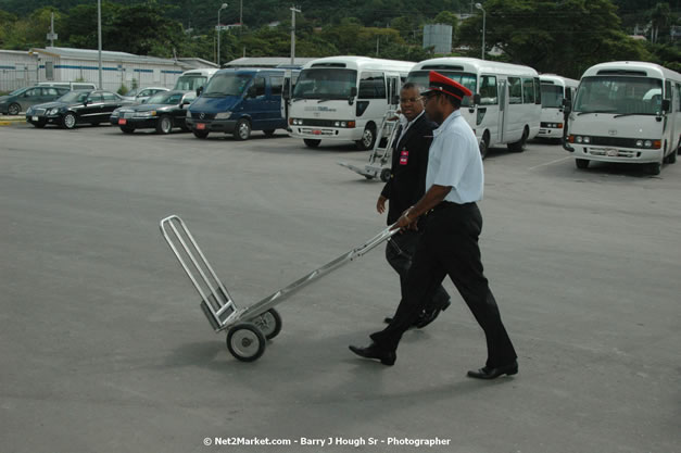 Minister of Tourism, Hon. Edmund Bartlett - Director of Tourism, Basil Smith, and Mayor of Montego Bay, Councillor Charles Sinclair Launch of Winter Tourism Season at Sangster International Airport, Saturday, December 15, 2007 - Sangster International Airport - MBJ Airports Limited, Montego Bay, Jamaica W.I. - Photographs by Net2Market.com - Barry J. Hough Sr, Photographer - Negril Travel Guide, Negril Jamaica WI - http://www.negriltravelguide.com - info@negriltravelguide.com...!