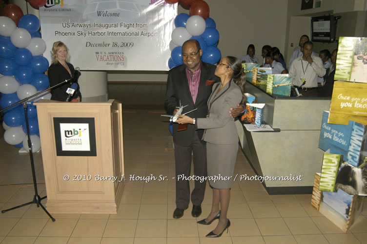 US Airways Inaugurtes New Service from Phoenix Sky Harbor International Airport to Sangster International Airport, Friday, December 18, 2009, Sangster International Airport, Montego Bay, St. James, Jamaica W.I. - Photographs by Net2Market.com - Barry J. Hough Sr, Photographer/Photojournalist - The Negril Travel Guide - Negril's and Jamaica's Number One Concert Photography Web Site with over 40,000 Jamaican Concert photographs Published -  Negril Travel Guide, Negril Jamaica WI - http://www.negriltravelguide.com - info@negriltravelguide.com...!