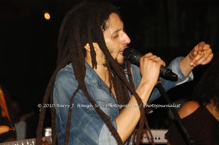 Julian Marley - Grammy Nominee & Son of the Legend Bob Marley - Live in Concert - Also featuring Ras Noble, Power Drill, Iron Head, & Robin Banks - Backing Band Roots Warrior, plus DJ Gemini @ One Love Reggae Concerts Series 09/10 @ Negril Escape Resort & Spa, February 2, 2010, One Love Drive, West End, Negril, Westmoreland, Jamaica W.I. - Photographs by Net2Market.com - Barry J. Hough Sr, Photographer/Photojournalist - The Negril Travel Guide - Negril's and Jamaica's Number One Concert Photography Web Site with over 40,000 Jamaican Concert photographs Published -  Negril Travel Guide, Negril Jamaica WI - http://www.negriltravelguide.com - info@negriltravelguide.com...!