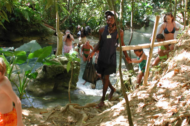 Riverwalk at   Mayfield Falls - Negril, Jamaica W.I. - Saturday, December 8, 2001 - Negril Travel Guide