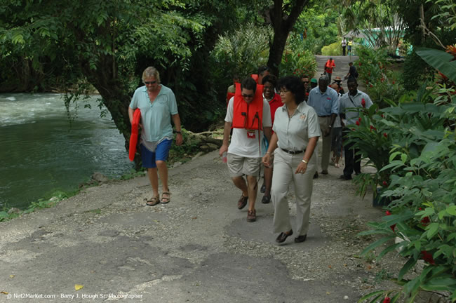 Rafting on the Martha Brae - Virgin Atlantic Inaugural Flight To Montego Bay, Jamaica Photos - Sir Richard Bronson, President & Family, and 450 Passengers - Rafting on the Martha Brae - Tuesday, July 4, 2006 - Negril Travel Guide, Negril Jamaica WI - http://www.negriltravelguide.com - info@negriltravelguide.com...!