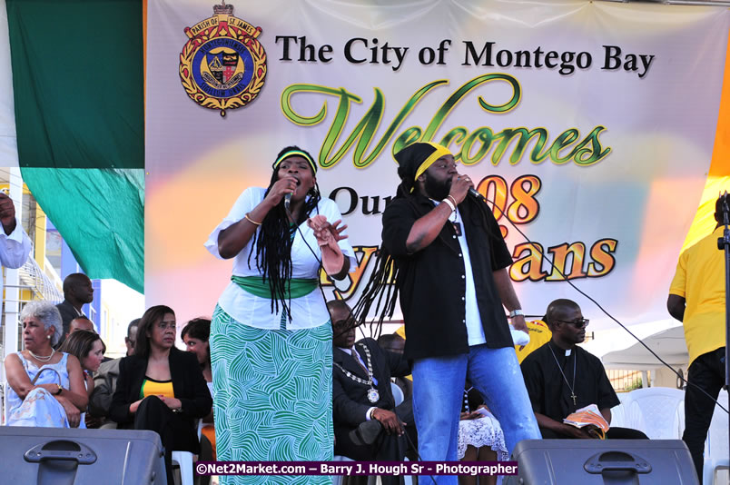 The City of Montego Bay Welcomes Our 2008 Olympians - Western Motorcade - Civic Ceremony - A Salute To Our Beijing Heros - Sam Sharpe Square, Montego Bay, Jamaica - Tuesday, October 7, 2008 - Photographs by Net2Market.com - Barry J. Hough Sr. Photojournalist/Photograper - Photographs taken with a Nikon D300 - Negril Travel Guide, Negril Jamaica WI - http://www.negriltravelguide.com - info@negriltravelguide.com...!