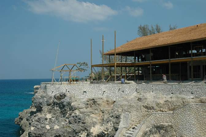 World Famous Rick's Cafe - Negril's West End Cliffs - Rebuilding After Ivan - Negril Travel Guide, Negril Jamaica WI - http://www.negriltravelguide.com - info@negriltravelguide.com...!